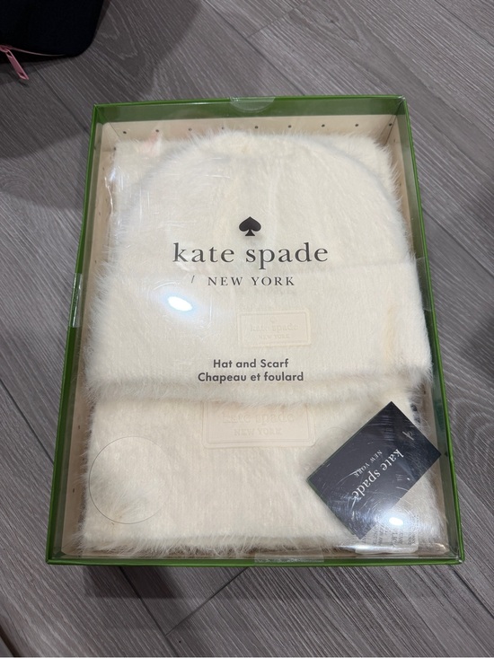 kate spade Accessories - kate spade Cream Fuzzy Hat & Scarf Set